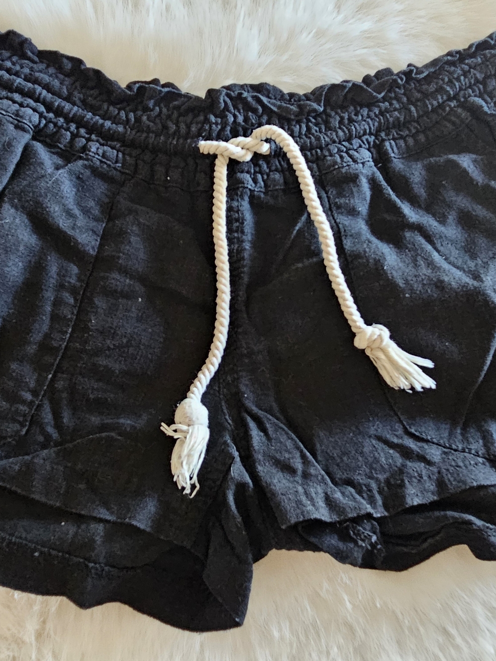 Roxy Black Athletic Shorts with White Rope Drawstring - Picture 3 of 5